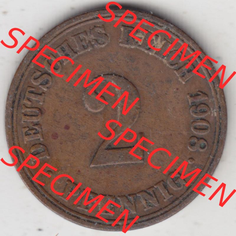 Münzen Deutschland 1871-1918 Kaiserreich 1904-1916, 2 Pfennig A, 1908 I. (1) Sammlung