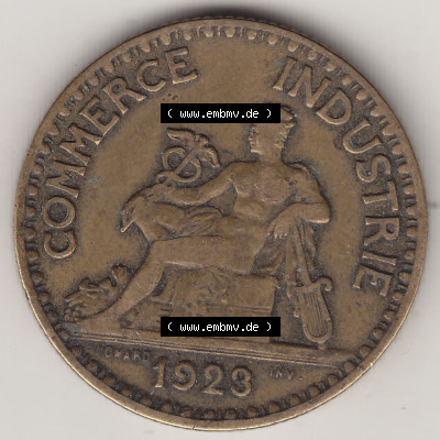 Münzen Frankreich Eurovorläufer, Umlaufmünze vor Euroeinführung 1920-1927, 2 Francs - Franken 1923. Vorderseite einer Münze... Sammlung