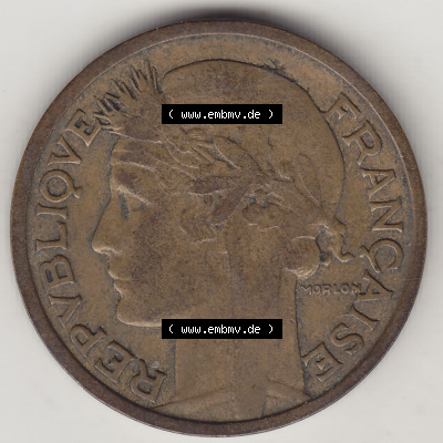 Münzen Frankreich Eurovorläufer, Umlaufmünze vor Euroeinführung 1931-1941, 2 Franken 1932 (Stück 1) LIBERTE EGALITE FRATERNITE.... Sammlung