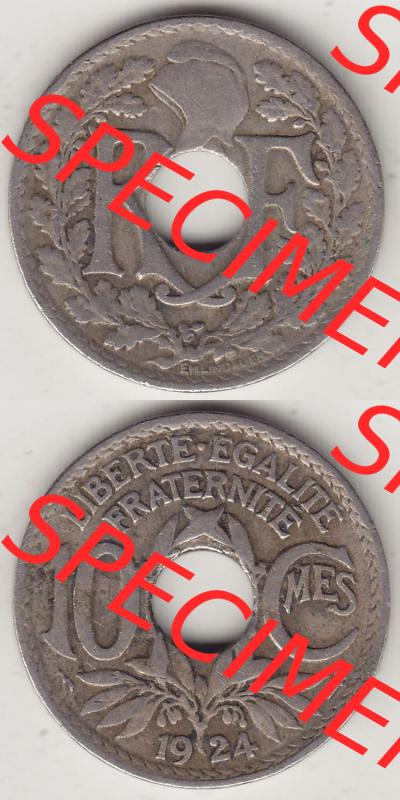Münzen Frankreich Eurovorläufer, Umlaufmünze vor Euroeinführung 1917-1938, 10 Centimes, 10 CMES EGALITÉ FRATERNITÉ LIBERTÉ 1924-1. Rückseite... Sammlung