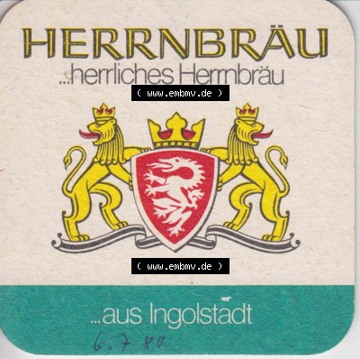 Bierdeckel 1980 Herrnbrau herrliches Herrnbräu aus Ingolstadt, Tradition das Bier der Väter (1) Sammlung