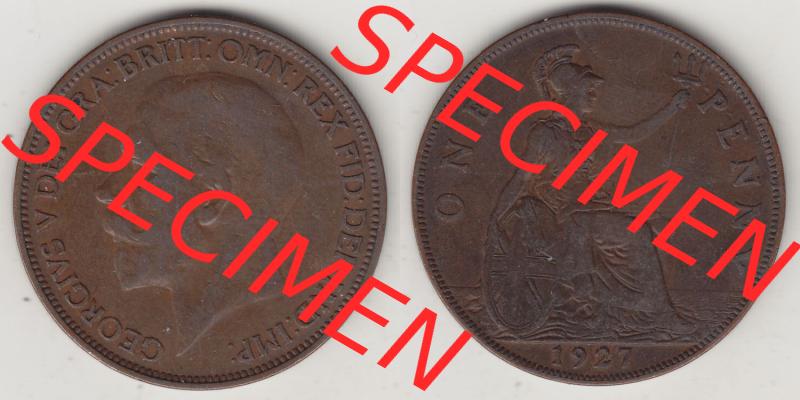 Münzen Großbritannien Eurovorläufer, Umlaufmünze vor Euroeinführung 1927-1927, 1 One Penny, 1927-1, George V, BM GEORGIVS V DEI GRABRITTOMNREX FIDDEFINDIMP.... Sammlung