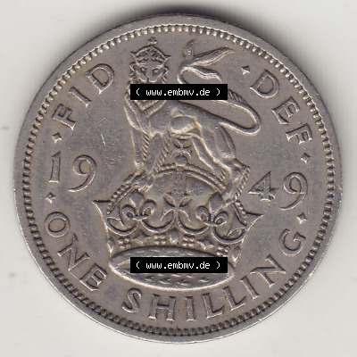 Münzen Großbritannien Eurovorläufer, Umlaufmünze vor Euroeinführung 1949-1951, 1 One Schilling - Shilling, 1949 (Stück 1)... Sammlung