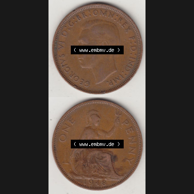 Münzen Großbritannien Eurovorläufer, Umlaufmünze vor Euroeinführung 1937-1948. 1 One Penny 1948-1, George VI, GEORGIVS VI DGBROMNREX FDINDIMP.... Sammlung