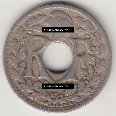 Münzen Frankreich Eurovorläufer, Umlaufmünze vor Euroeinführung 1917-1938, 10 Centimes - Cmes 1925. Vorderseite einer Münze... Sammlung