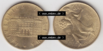 Münzen Italien / Italia Eurovorläufer, Gedenkmünze vor Euroeinführung 1981-1981, 200 Lire FAO - Welternährungstag. Rückseite... Sammlung