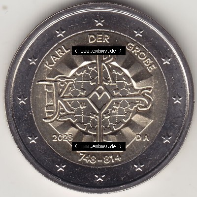 Münzen Euromünzen 2023, Deutschland / BRD 2 Euro Gedenkmünze 2023, Mzz. Münzzeichen A Karl der Große 748-814. 2 Euro Gedenkmünze... Sammlung