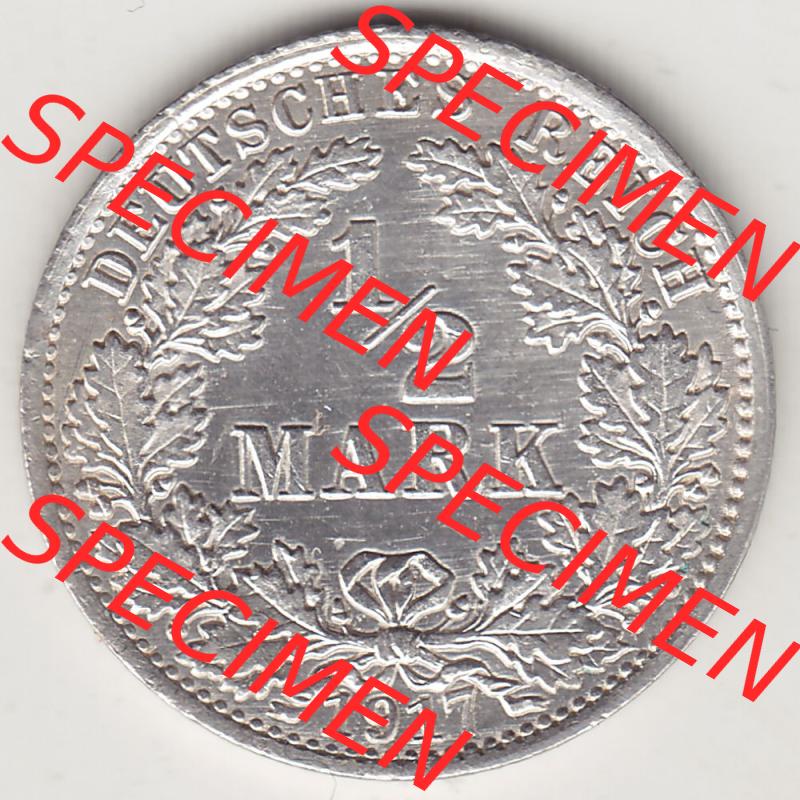 Münzen Deutschland 1871-1918 Kaiserreich Silbermünze 1905-1919, 1/2 Mark A 1917. Rückseite einer Münze aus dem Deutschen Kaiserreich in Europa als Digitales Bild /... Sammlung