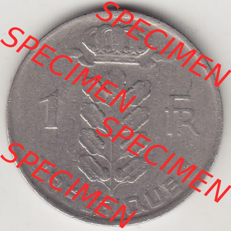 Münzen Belgien Eurovorläufer, Umlaufmünze vor Euroeinführung 1950-1988, 1 FR-Franken 1965 Belgique. Vorderseite einer Münze aus Europa als Digitales Bild /... Sammlung