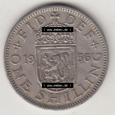 Münzen Großbritannien Eurovorläufer, Umlaufmünze vor Euroeinführung 1954-1970, 1 Schilling - Shilling, 1956 (Stück 1) Wappen... Sammlung