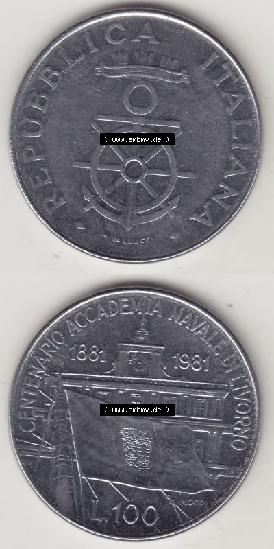 Münzen Italien / Italia Eurovorläufer, Gedenkmünze vor Euroeinführung 1981-1981, 100 Lire, 100. Jahrestag der Gründung der... Sammlung