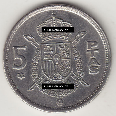 Münzen Spanien / España Eurovorläufer, Umlaufmünze vor Euroeinführung 1975-1980, 5 Peseten PTAS 1980 (Stück 2), REY - König... Sammlung