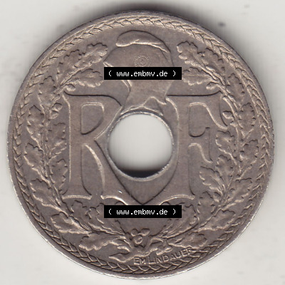 Alte Münzen Frankreich, Kursmünzensatz Zeitraum 1917-1952, der Münze 1917-1938, 10 Cmes, Centimes 1933 (Stück 1). Vorderseite... Sammlung