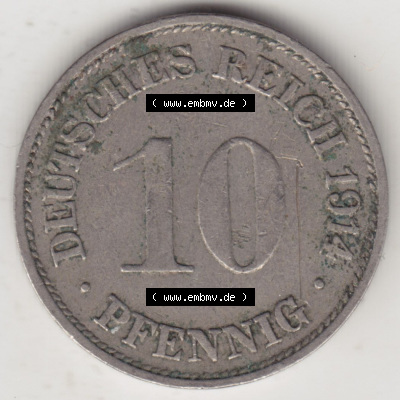Münzen Deutschland 1871-1918 Kaiserreich 1890-1916, 10 Pfennig G, 1914 (1) Sammlung