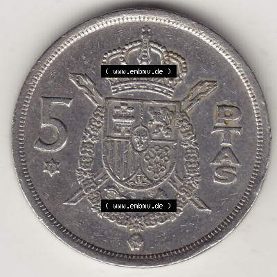 Münzen Spanien / España Eurovorläufer, Umlaufmünze vor Euroeinführung 1975-1980, 5 Peseten PTAS 1978 (Stück 4), REY - König... Sammlung
