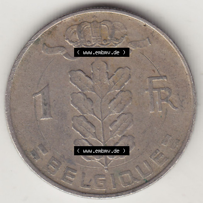 Münzen Belgien Eurovorläufer, Umlaufmünze vor Euroeinführung 1950-1988, 1 FR-Franken 1970 Belgique. Vorderseite einer Münze... Sammlung