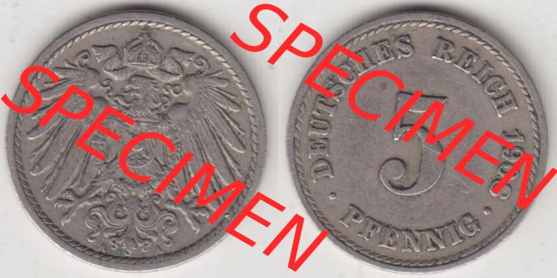 Münzen Deutschland 1871-1918 Kaiserreich 1890-1915, 5 Pfennig A, 1908 II (3) Sammlung