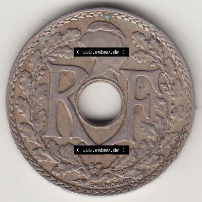 Münzen Frankreich Eurovorläufer, Umlaufmünze vor Euroeinführung 1917-1938, 10 Centimes - Cmes 1935-2. Vorderseite einer Münze aus Europa als Digitales Bild /... Sammlung