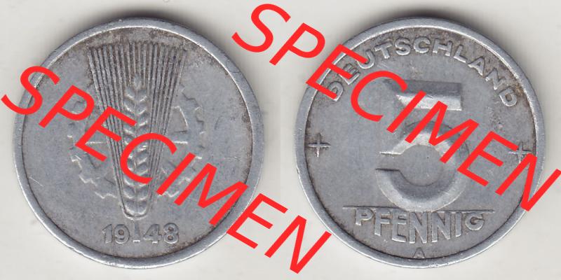 Münzen Deutschland DDR 1948-1950, A 5 Pfennig 1948-3. Vorderseite und Rückseite einer Münze auf einen Bild, einer 5 Pfennig Münze der ehemaligen DDR in Europa als... Sammlung