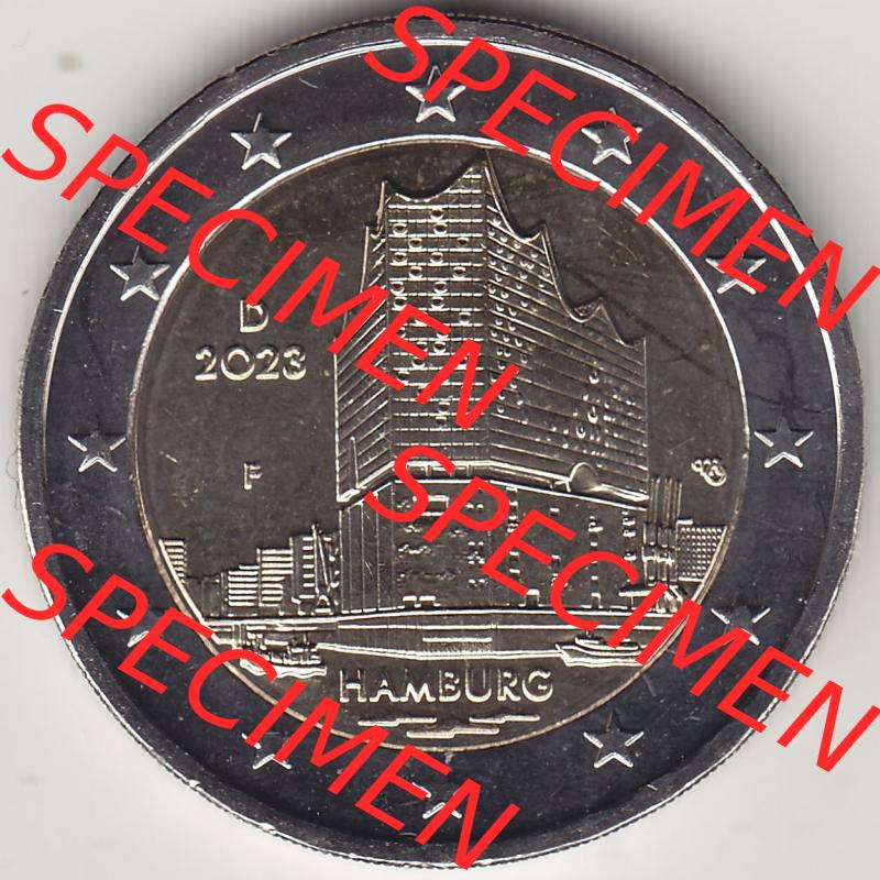 Münzen Euromünzen 2023, Deutschland / BRD 2 Euro Gedenkmünze 2023, Mzz. Münzzeichen F Bundesland Hamburg. 2 Euro Gedenkmünzen Bundesland / Stadt... Sammlung