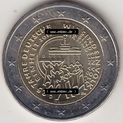 Münzen Euromünzen 2015, Deutschland / BRD 2 Euro Gedenkmünze 2015 mit Mzz. / Münzzeichen D 25 Jahre Deutsche Einheit - Wir... Sammlung