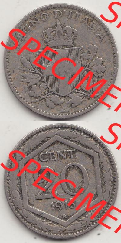 Münzen Italien / Italia Eurovorläufer, Umlaufmünze vor Euroeinführung 1919-1920, 20 Centesimi, Cent, REGNO DITALIA 1918-1. Rückseite und Vorderseite... Sammlung