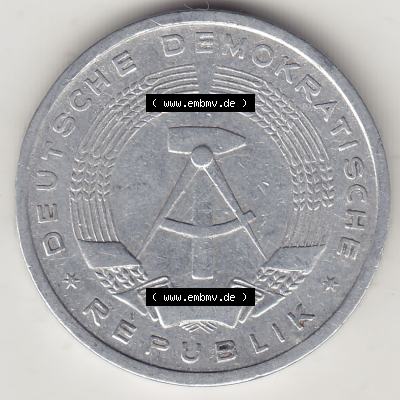 Münzen Deutschland DDR 1956-1963, A 1 Deutsche Mark 1956-1. Vorderseite einer 1 Mark Münze / Umlaufmünze aus Deutschland der ehemaligen DDR in Europa als Digitales Bild... Sammlung