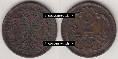 Münzen Österreich / Austria Eurovorläufer, Umlaufmünze vor Euroeinführung 1892-1915, 2 Heller 1915 (3) Sammlung