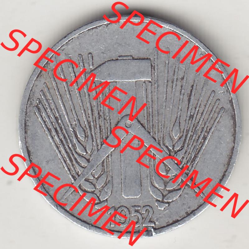 Münzen Deutschland DDR 1952-1953, A 5 Pfennig 1952-2. Vorderseite einer Münze aus der ehemaligen DDR in Europa als Digitales Bild / Bildmaterial zum Herunterladen für Sammler... Sammlung