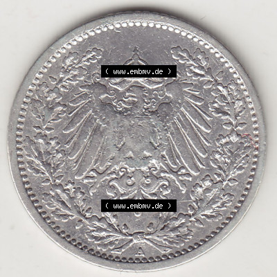 Münzen Deutschland 1871-1918 Kaiserreich Silbermünze 1905-1919, 1/2 Mark A 1905. Vorderseite einer Münze aus dem deutschen... Sammlung