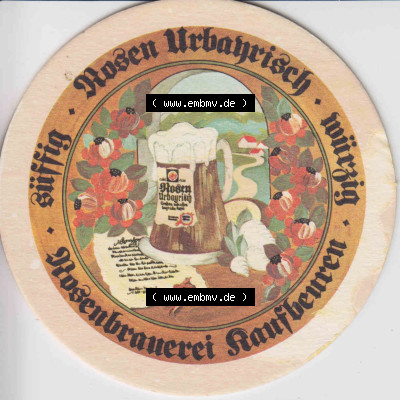 Bierdeckel 1978 Rosen Urbayrisch, süffig würzig (1) Sammlung
