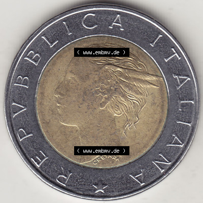 Münzen Italien / Italia Eurovorläufer, Gedenkmünze vor Euroeinführung 1996-1996, 500 Lire, 70 Jahre Nationales Institut für... Sammlung