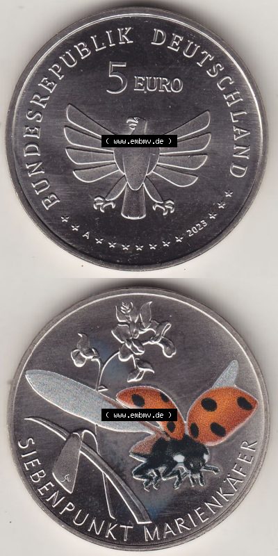 Münzen Deutschland 2023, 5 Euro-Sondermünzen, Sammlermünze aus der Serie „Wunderwelt der Insekten“-Insektenreich 2023-2023,... Sammlung