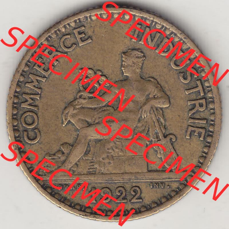 Münzen Frankreich Eurovorläufer, Umlaufmünze vor Euroeinführung 1922-1927, 1 Franken, BON POUR One Franc, 1922-2 CHAMBRES DE COMMERCE DE FRANCE. Vorderseite... Sammlung