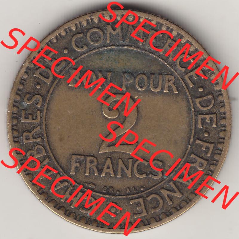 Münzen Frankreich Eurovorläufer, Umlaufmünze vor Euroeinführung 1920-1927, 2 Francs - Franken 1923. Rückseite einer Münze aus Europa als Digitales Bild... Sammlung