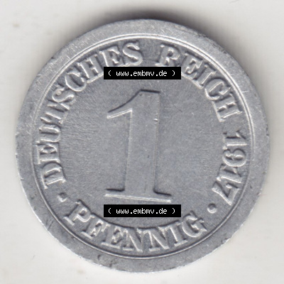 Münzen Deutschland 1918-1932 Weimarer Republik 1916-1918, 1 Pfennig A, 1917 II. (1) Sammlung