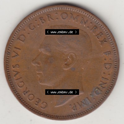 Münzen Großbritannien Eurovorläufer, Umlaufmünze vor Euroeinführung 1937-1948. 1 One Penny 1948-2, George VI, GEORGIVS VI DGBROMNREX FDINDIMP.... Sammlung