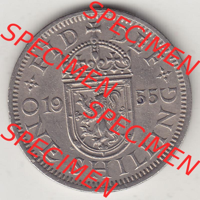 Münzen Großbritannien Eurovorläufer, Umlaufmünze vor Euroeinführung 1954-1970, 1 Schilling - One Shilling, 1955-1 Wappen mit einen Löwen. Rückseite... Sammlung