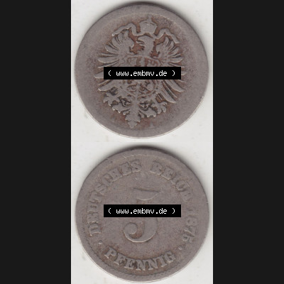 Münzen Deutschland 1871-1918 Kaiserreich 1874-1889, 5 Pfennig A, 1875 (4) Sammlung