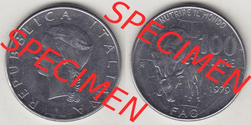 Münzen Italien / Italia Eurovorläufer, Gedenkmünze vor Euroeinführung 1979-1979, 100 Lire, Ernährungs- und Landwirtschafts- Organisation der Vereinten Nationen-2.... Sammlung