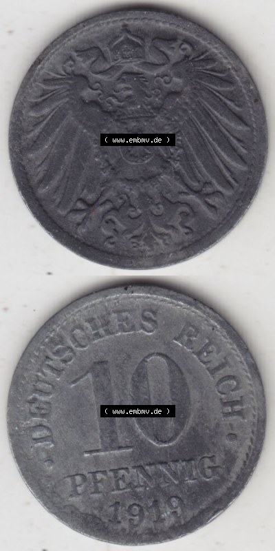 Münzen Deutschland 1918-1932 Weimarer Republik 1917-1922, 10 Pfennig Reichsadler, Keine Prägestätte 1919 (4) Sammlung