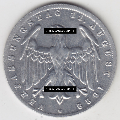 Münzen Deutschland 1918-1932 Weimarer Republik 1922-1923, 3 Mark G Verfassungstag 11. August 1922 (2) Sammlung
