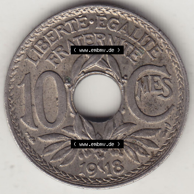 Münzen Frankreich Eurovorläufer, Umlaufmünze vor Euroeinführung 1917-1938, 10 Centimes, 10 CMES EGALITÉ FRATERNITÉ LIBERTÉ... Sammlung