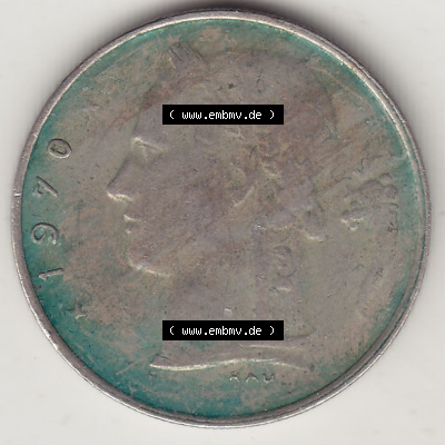 Münzen Belgien Eurovorläufer, Umlaufmünze vor Euroeinführung 1950-1988, 1 FR-Franken 1970 Belgique. Rückseite einer Münze... Sammlung