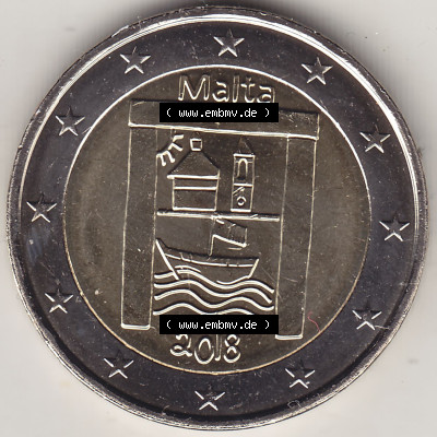 Münzen Euromünzen 2018, 2 Euro Gedenkmünze Malta 2018-2018, 2 Euro Kulturerbe - Kulturelles Erbe (1) Sammlung