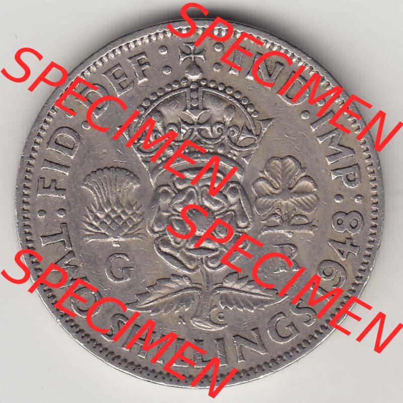 Münzen Großbritannien Eurovorläufer, Umlaufmünze vor Euroeinführung 1947-1948, 2 Schilling - Shillings 1948-1. Rückseite einer Münze aus Großbritannien... Sammlung