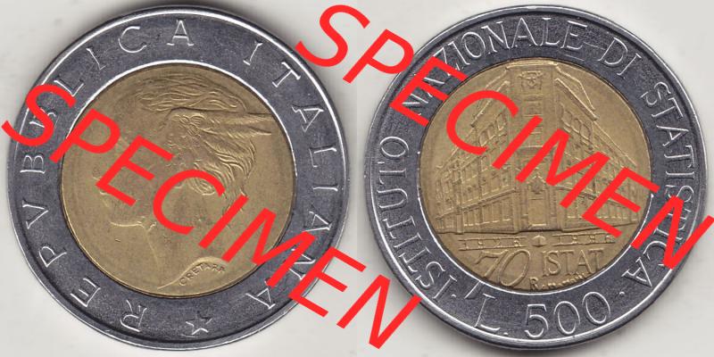 Münzen Italien / Italia Eurovorläufer, Gedenkmünze vor Euroeinführung 1996-1996, 500 Lire, 70 Jahre Nationales Institut für Statistik (1926-1996),... Sammlung