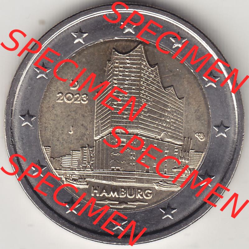 Münzen Euromünzen 2023, Deutschland / BRD 2 Euro Gedenkmünze 2023, Mzz. Münzzeichen J Bundesland Hamburg. 2 Euro Gedenkmünzen Bundesland / Stadt... Sammlung