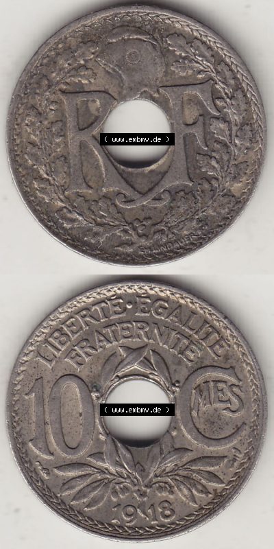 Münzen Frankreich Eurovorläufer, Umlaufmünze vor Euroeinführung 1917-1938, 10 Centimes, 10 CMES EGALITÉ FRATERNITÉ LIBERTÉ... Sammlung