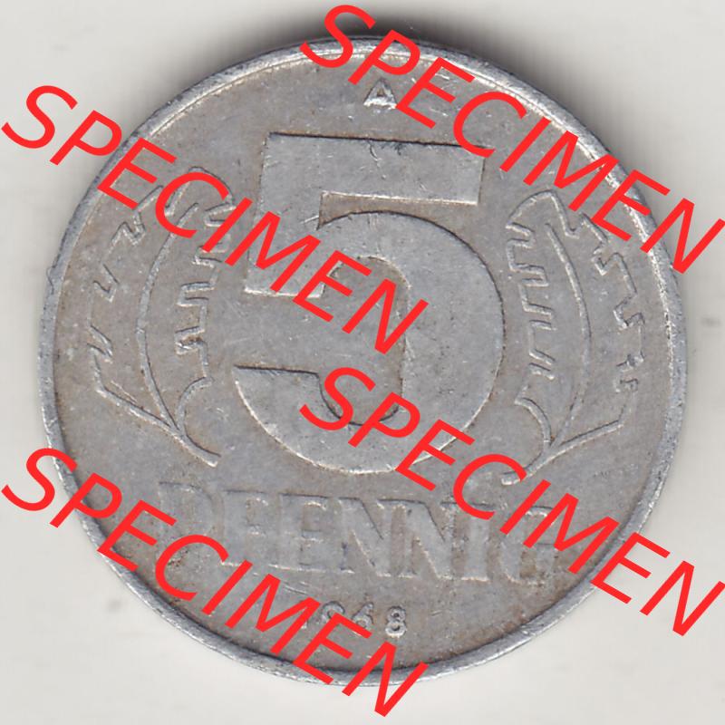 Münzen Deutschland DDR 1968-1990, A 5 Pfennig 1968-3. Rückseite einer Münze aus der ehemaligen DDR in Europa als Digitales Bild / Bildmaterial zum Herunterladen für... Sammlung